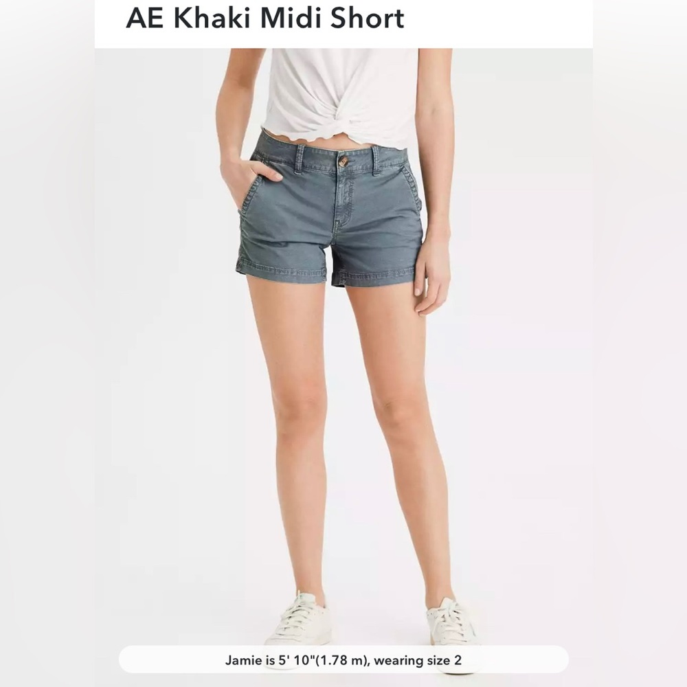 AE Khaki Midi Shorts in Blue